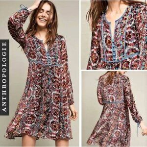 FLOREAT jewel tone Abia Velvet Floral Peasant Dress